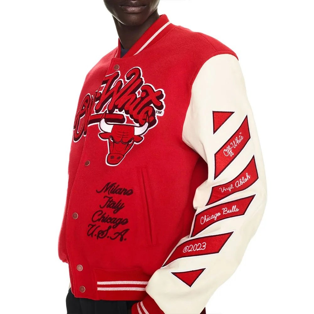 Chicago Bulls Off-White Varsity Jacket