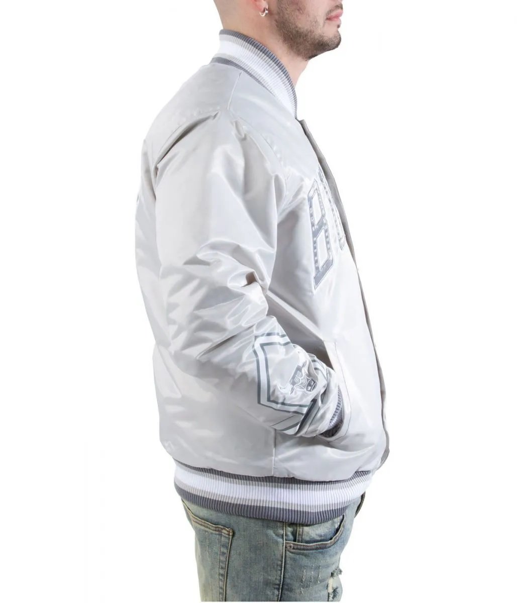 Chicago Bulls Satin Silver Bomber Jacket