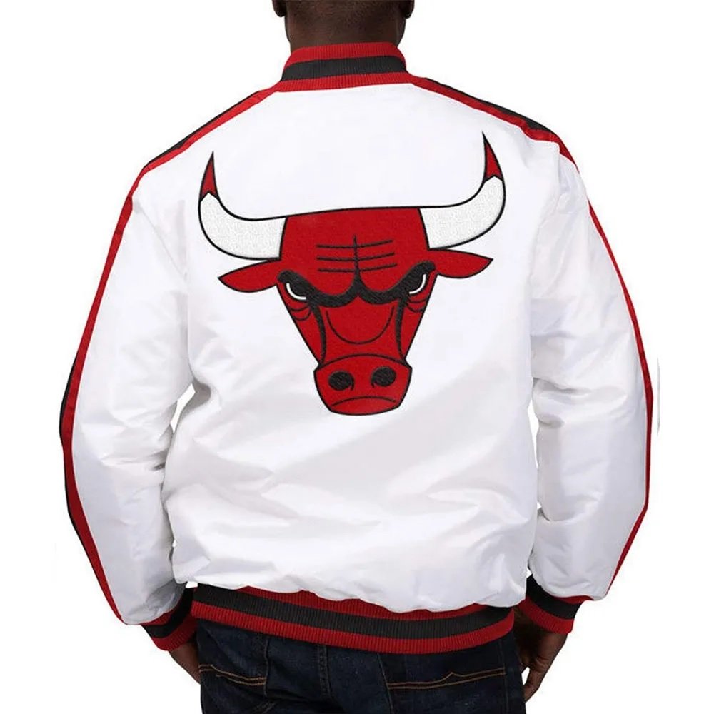 Chicago Bulls The D-Line White Satin Jacket