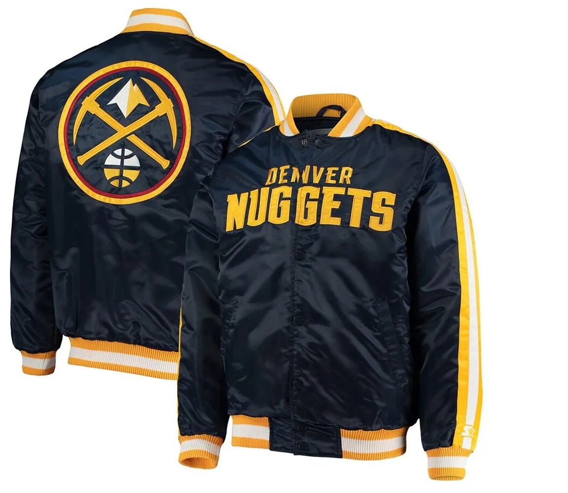 Denver Nuggets Offensive Navy Varsity Satin Jacket