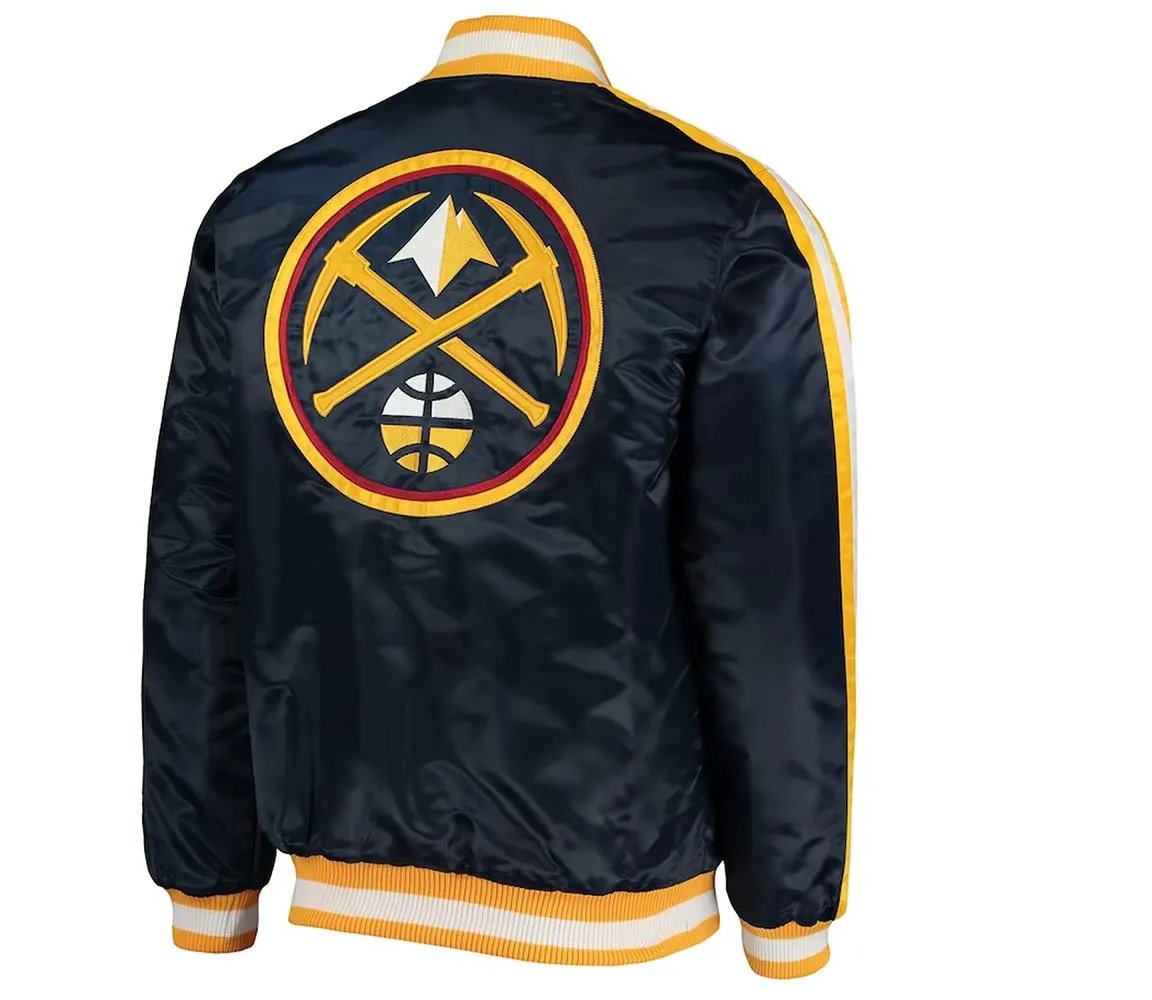 Denver Nuggets Offensive Navy Varsity Satin Jacket