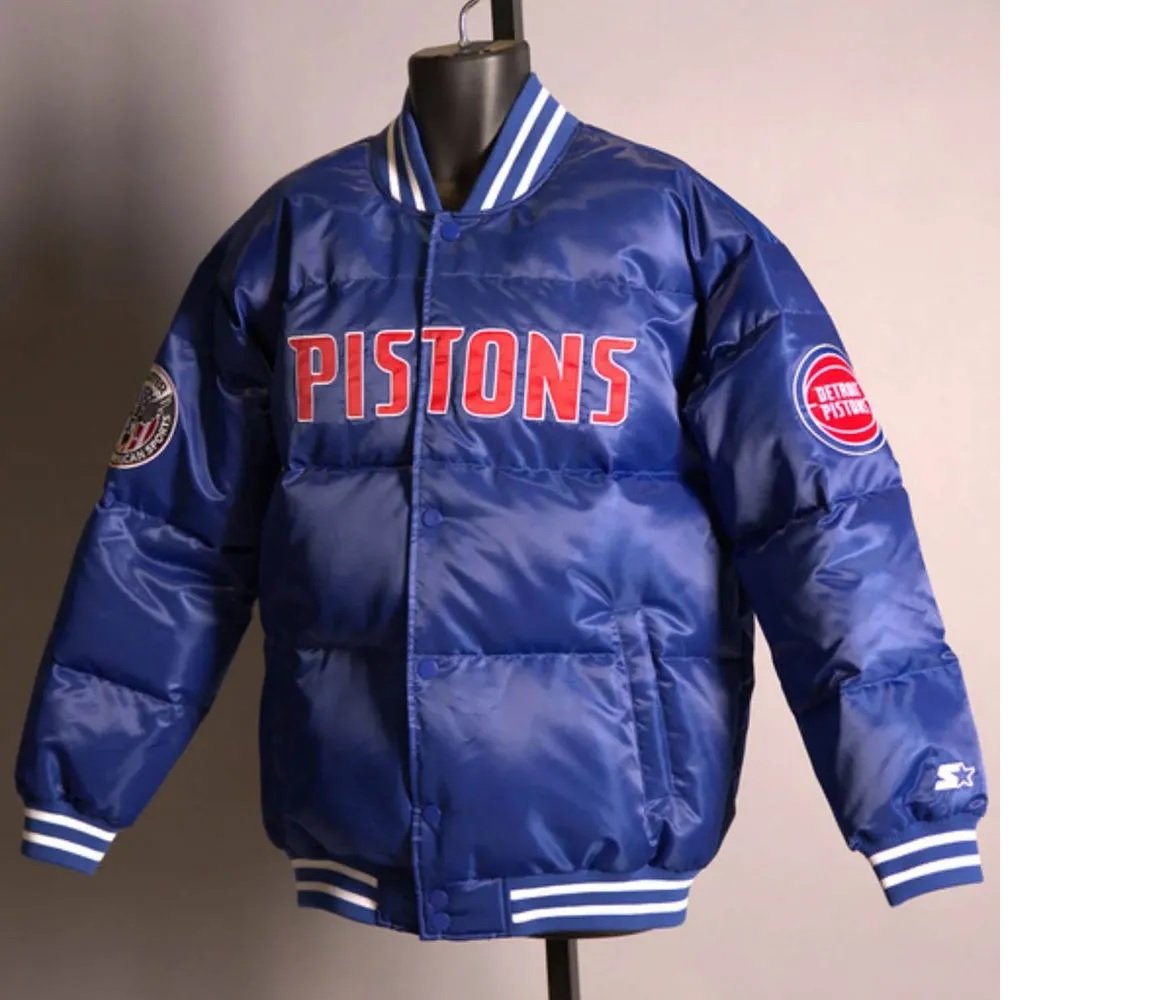 Detroit Pistons Blue Down Bubble Jacket