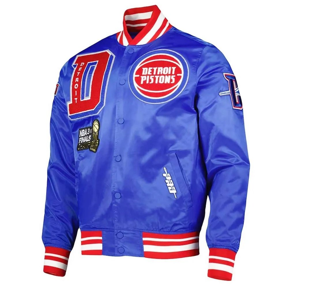 Detroit Pistons Finals 3x Champions Mash Up Capsule Royal Satin Jacket