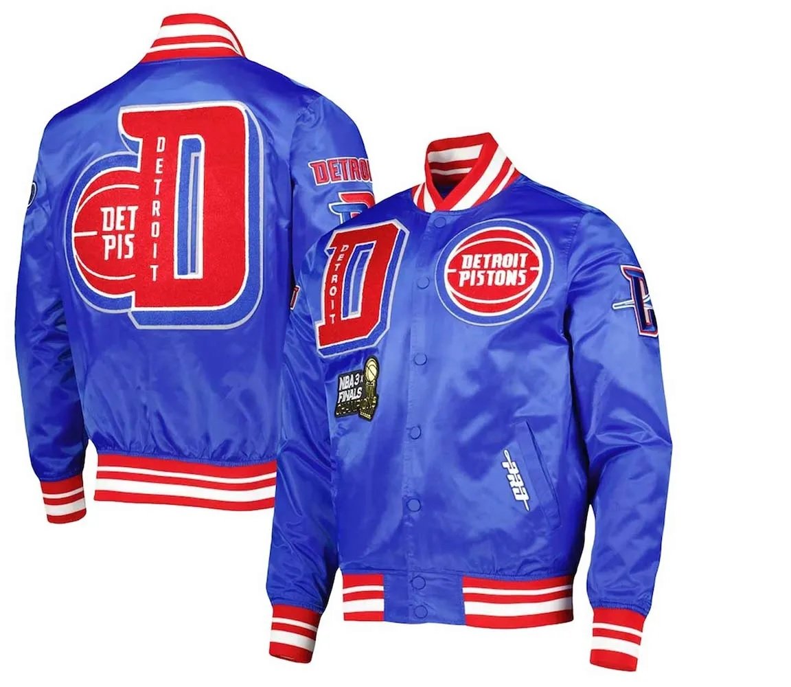 Detroit Pistons Finals 3x Champions Mash Up Capsule Royal Satin Jacket