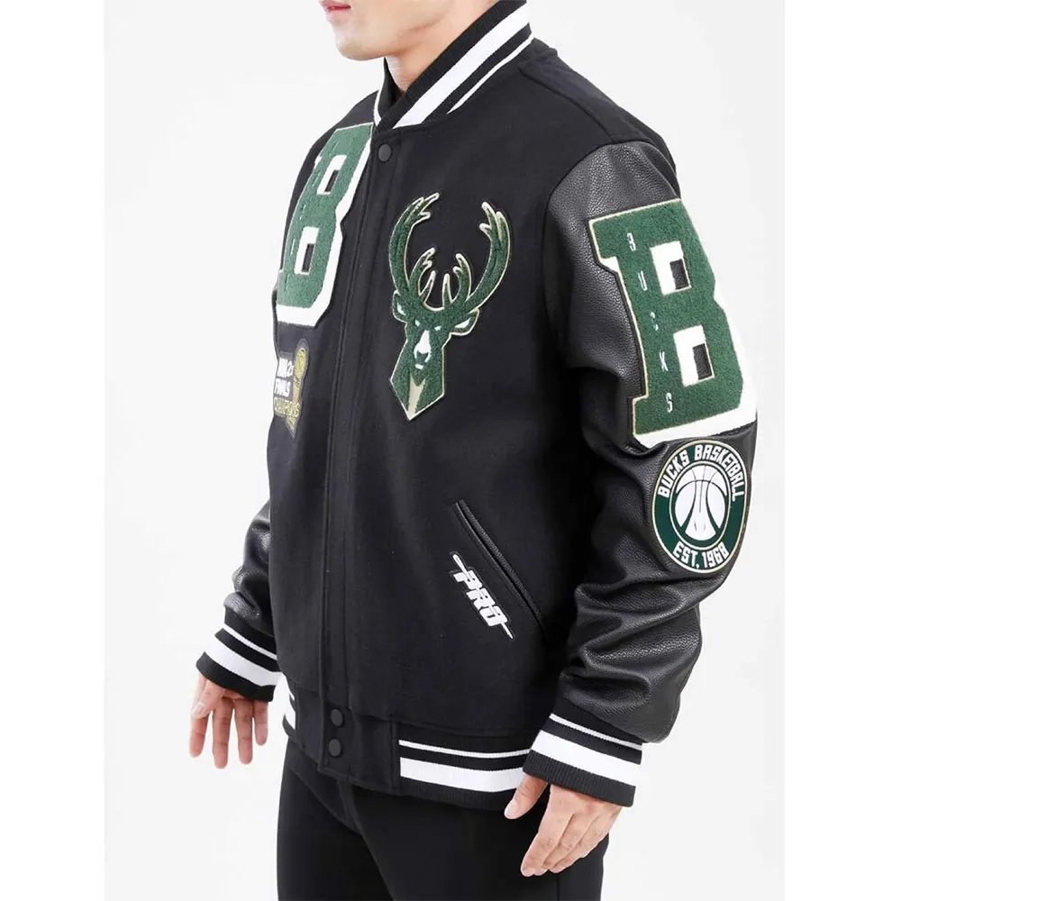 Mashup Milwaukee Bucks Varsity Black Jacket