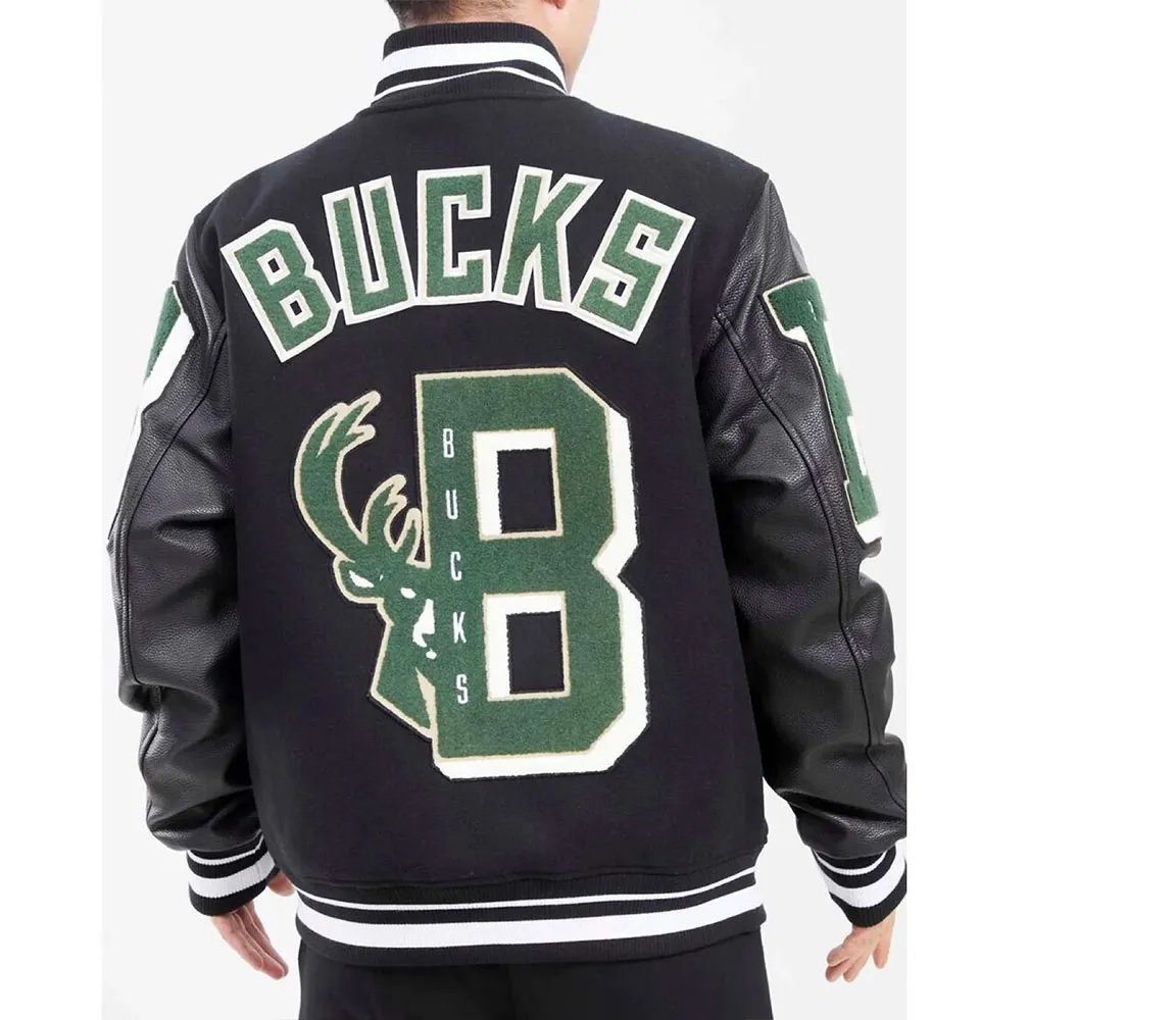 Mashup Milwaukee Bucks Varsity Black Jacket