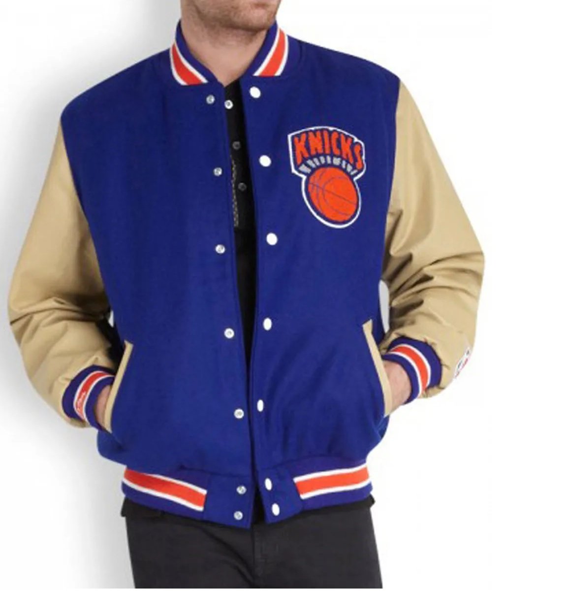 Men’s New York Knicks Blue Letterman Jacket