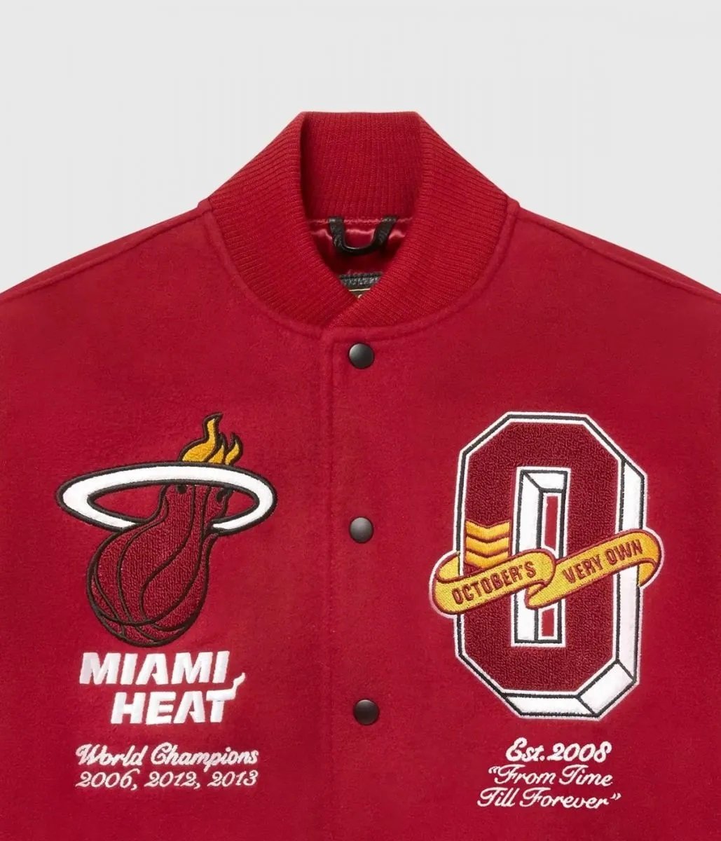 OVO Miami Heat Varsity Wool Burgundy Jacket