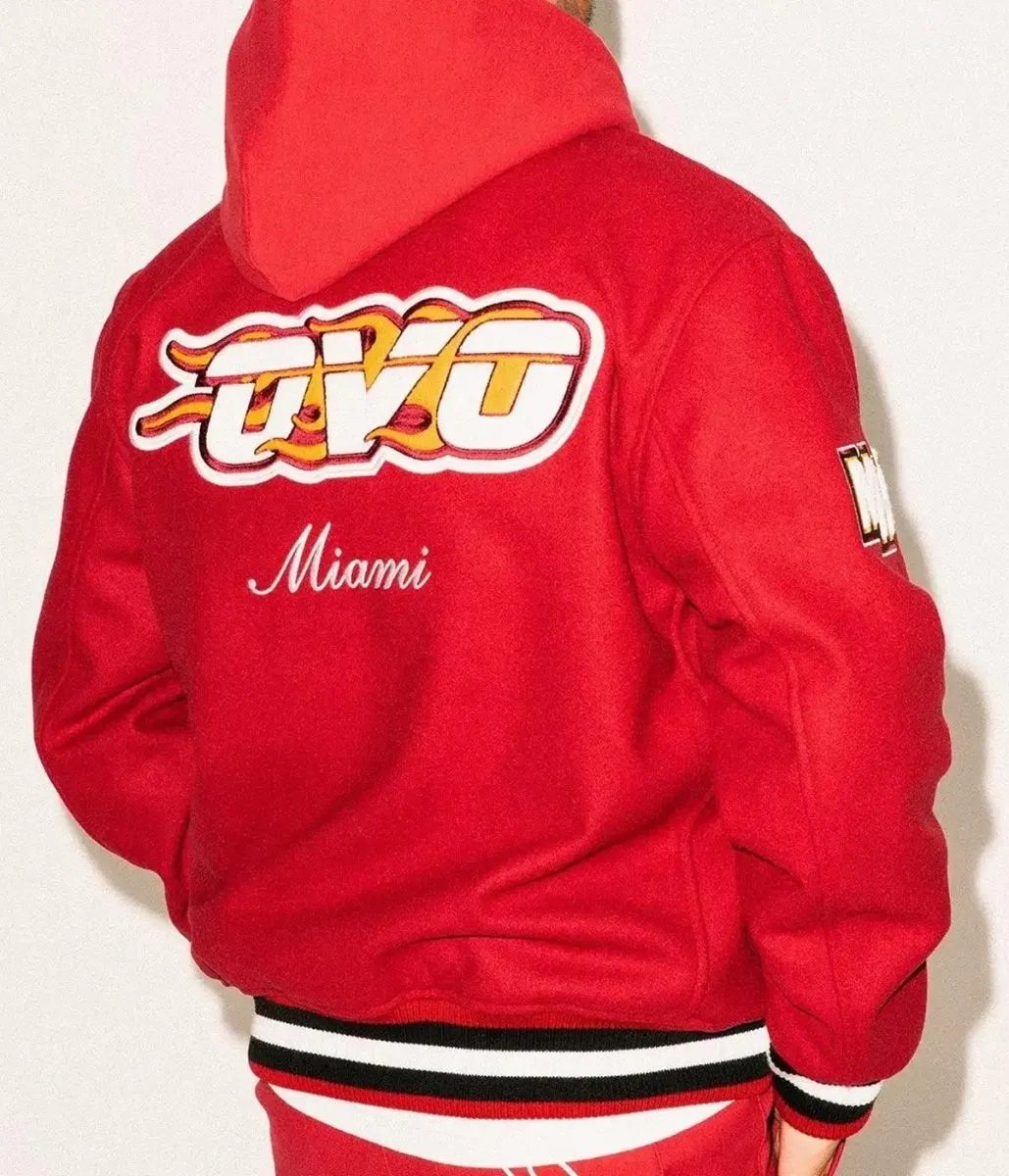 OVO Miami Heat Varsity Wool Burgundy Jacket