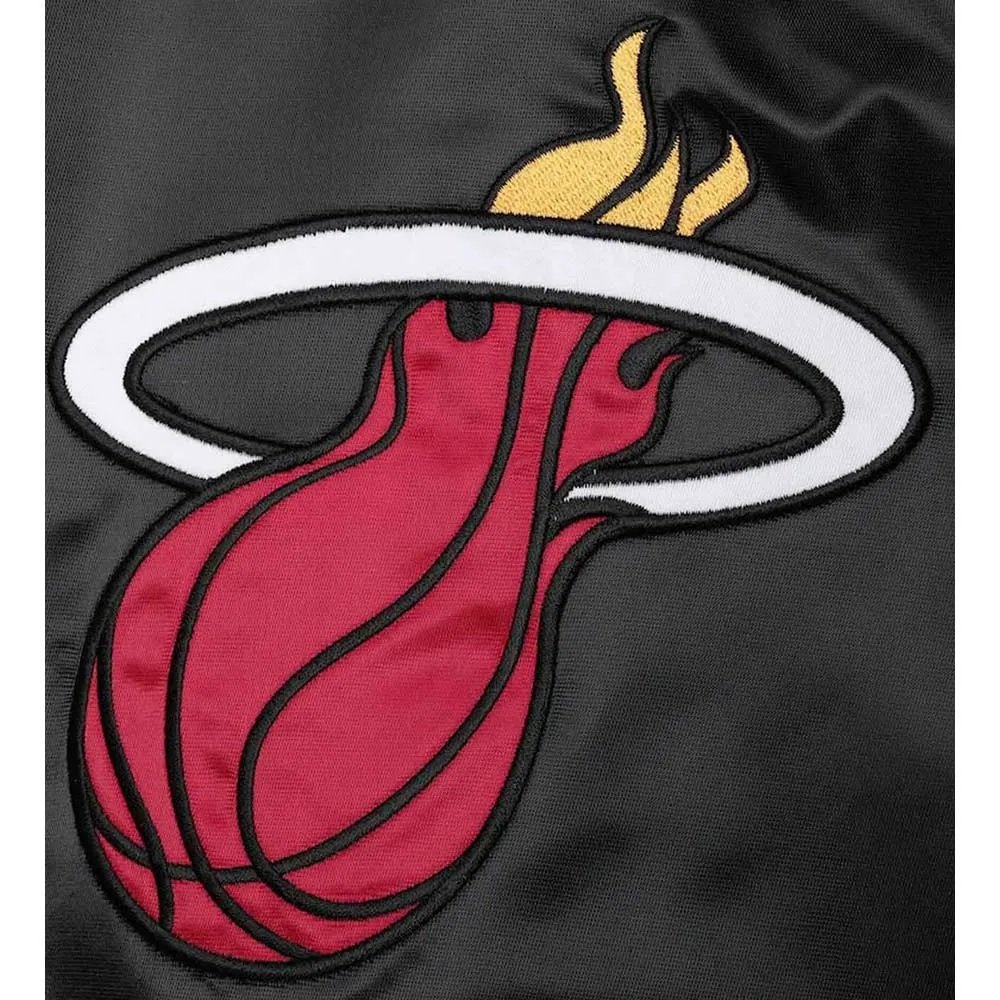 Miami Heat Reliever Full-Snap Black and Red Satin Jacket
