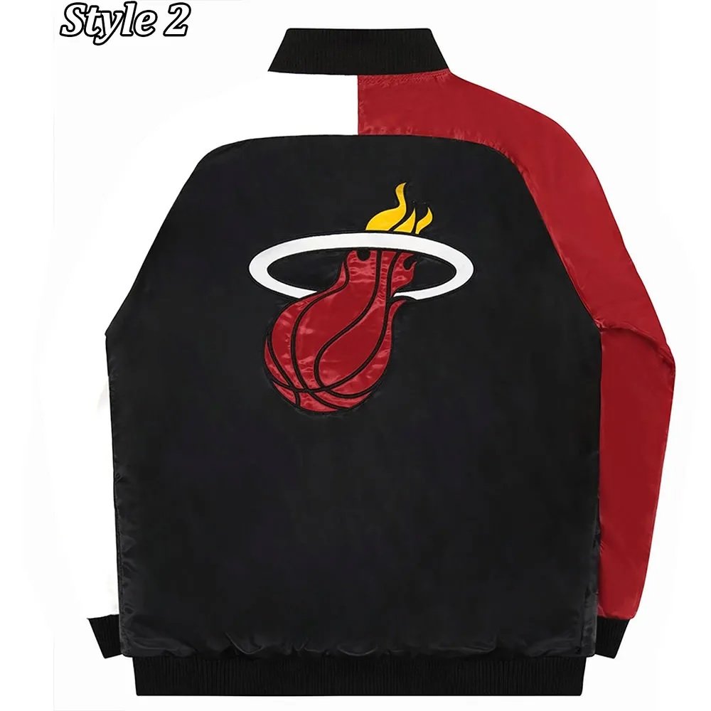 Miami Heat Reliever Full-Snap Black and Red Satin Jacket