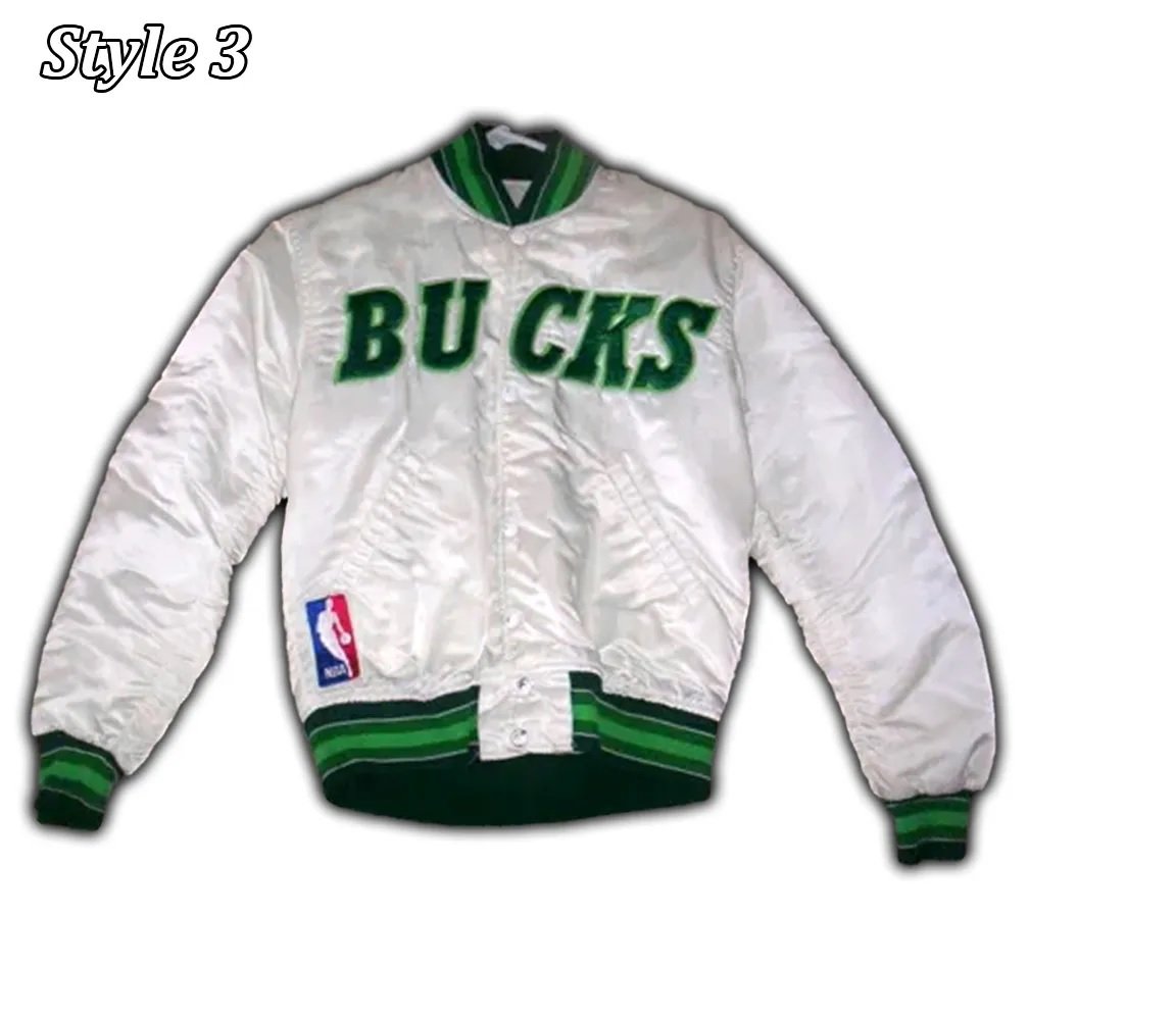 Milwaukee Bucks Ambassador Green and White Satin Jacket