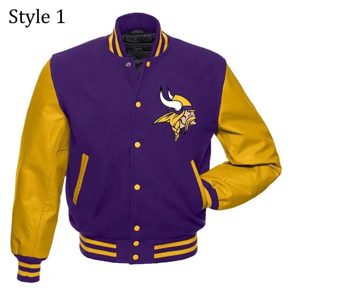 Minnesota Vikings Purple and Yellow Letterman Jacket