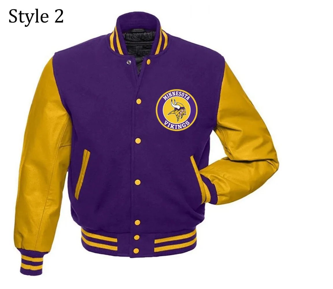 Minnesota Vikings Purple and Yellow Letterman Jacket