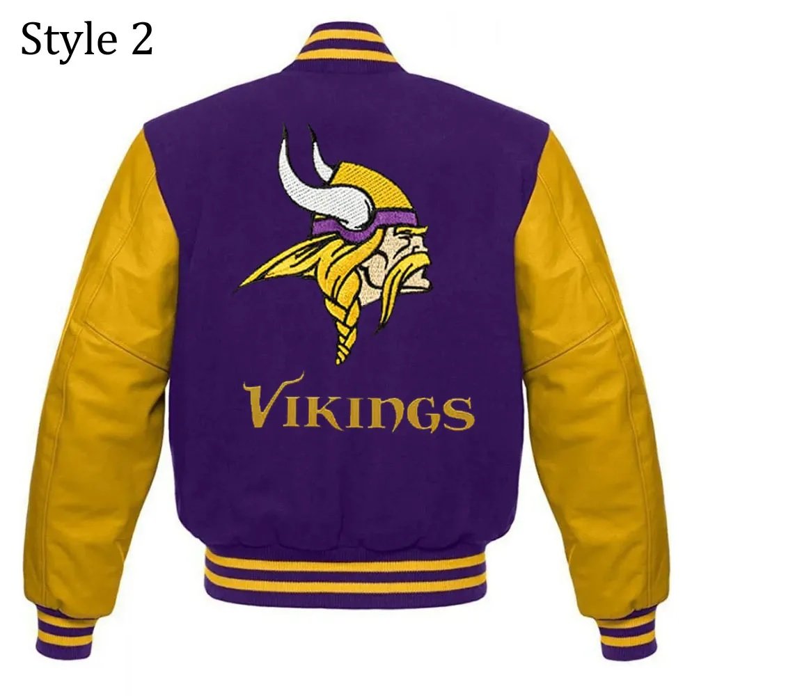 Minnesota Vikings Purple and Yellow Letterman Jacket