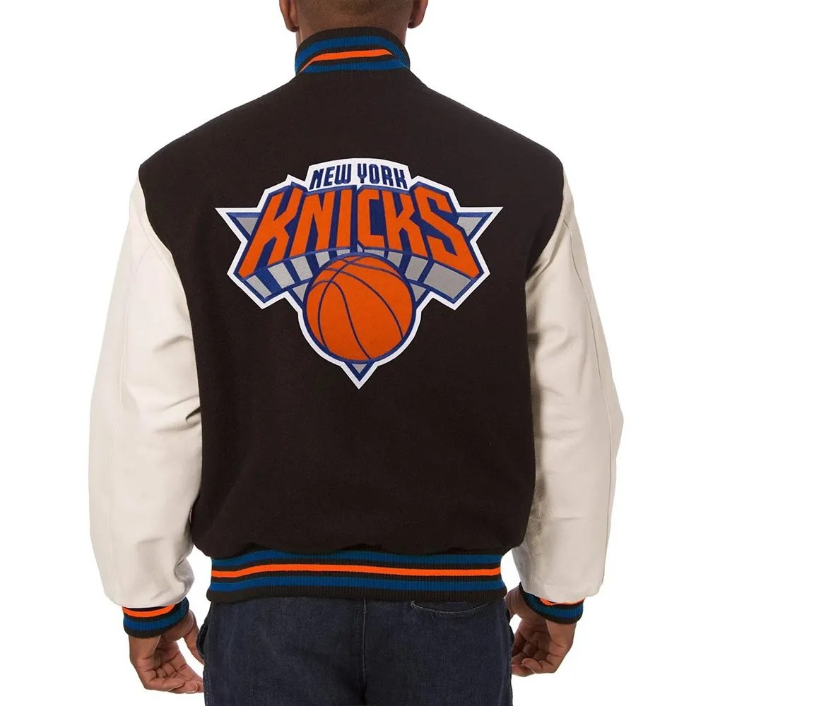 New York Knicks Black and White Varsity Jacket