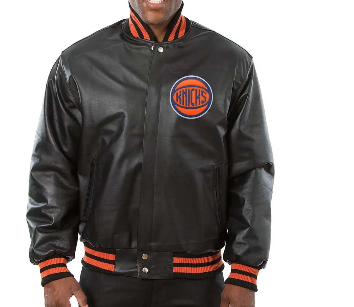 New York Knicks Varsity Black Leather Jacket