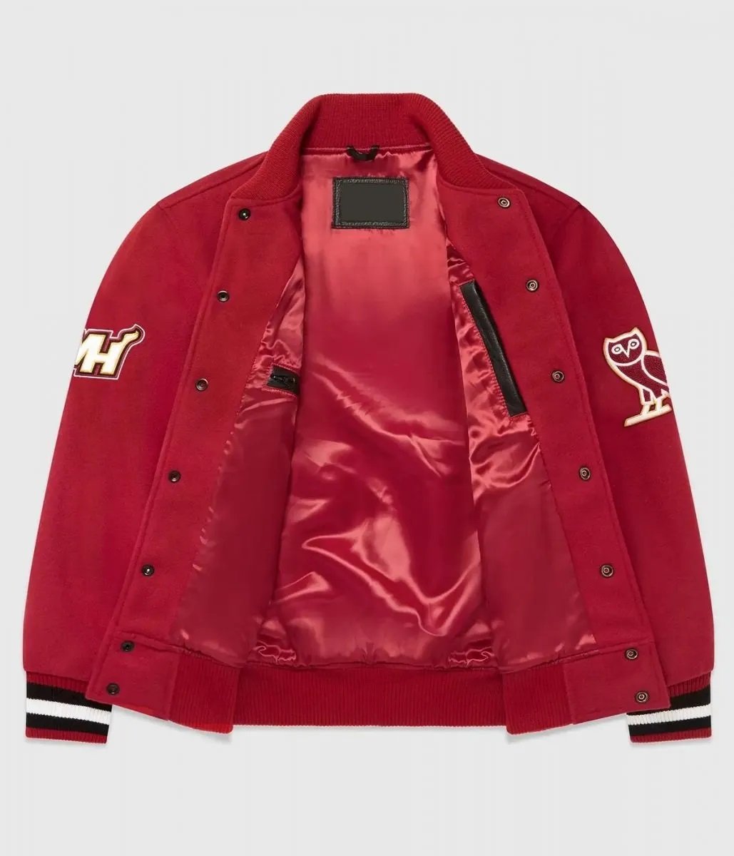 OVO Miami Heat Varsity Wool Burgundy Jacket