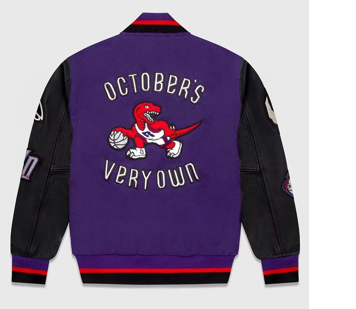 OVO Toronto Raptors Black and Purple Varsity Jacket