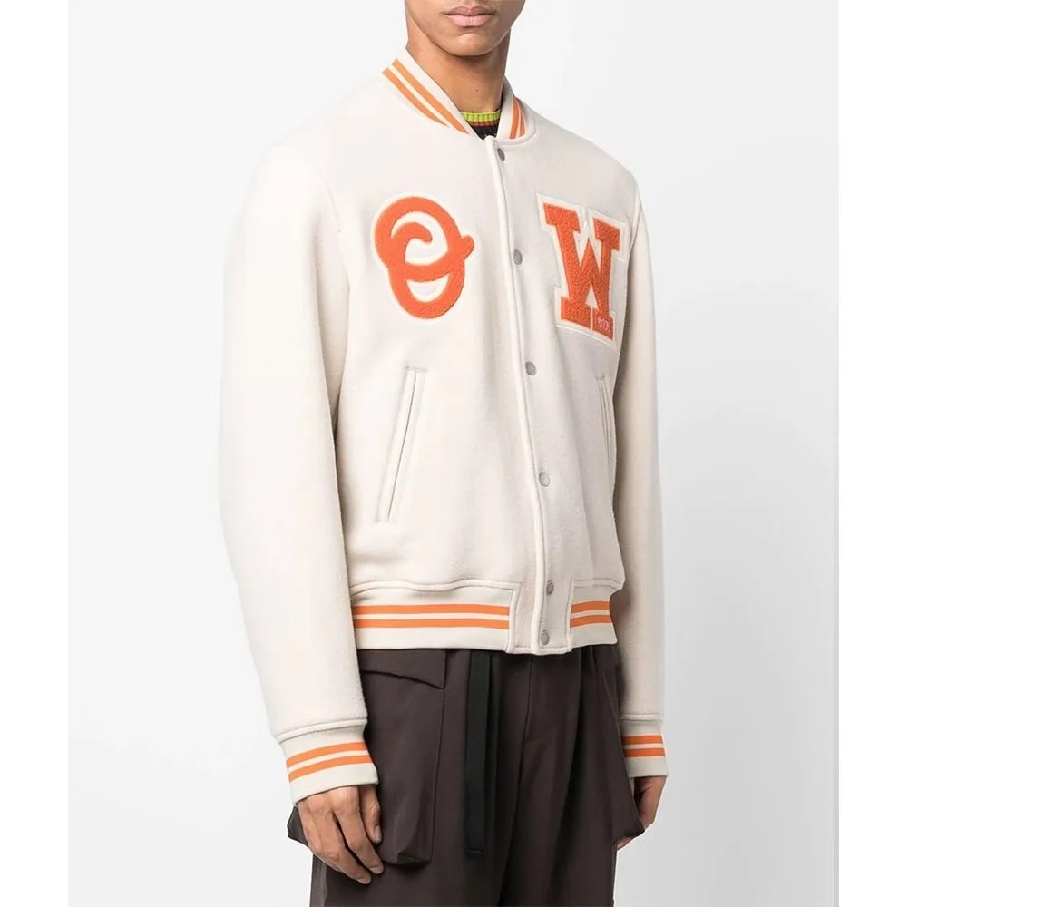 OW Logo-Patch Off-White Varsity Jacket