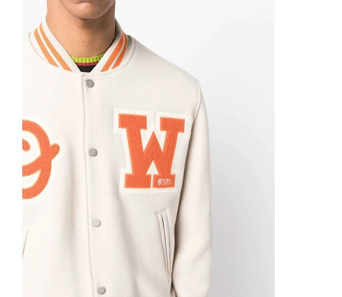 OW Logo-Patch Off-White Varsity Jacket