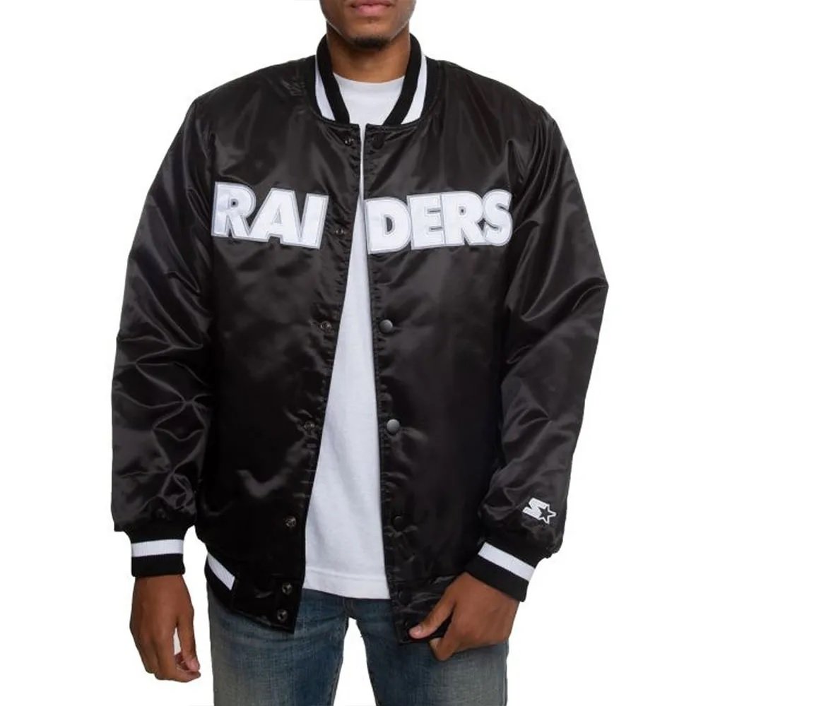 Oakland Raiders Satin Black and White Jacket