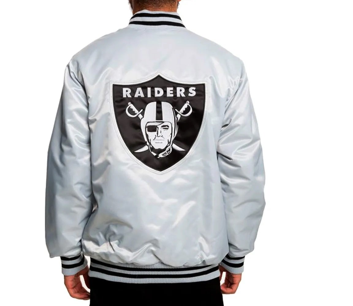 Oakland Raiders Satin Black and White Jacket