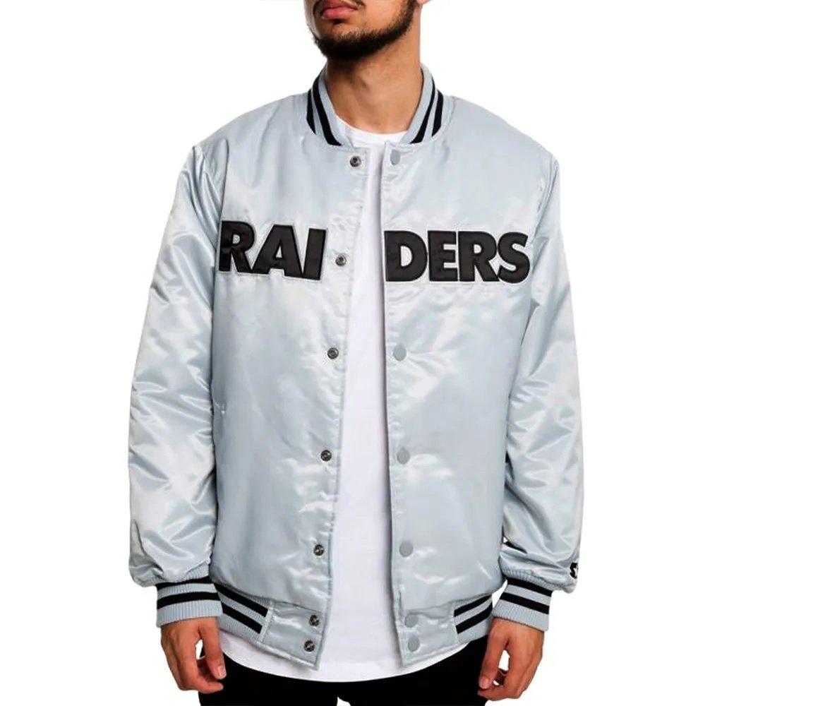 Oakland Raiders Satin Black and White Jacket