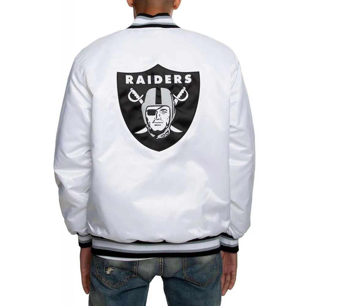 Oakland Raiders Satin Black and White Jacket