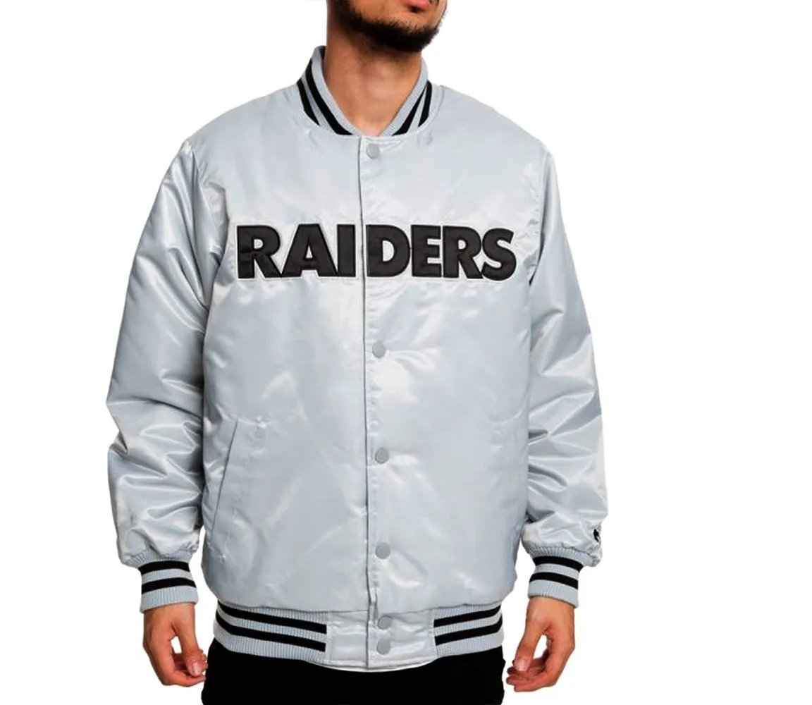 Oakland Raiders Satin Black and White Jacket