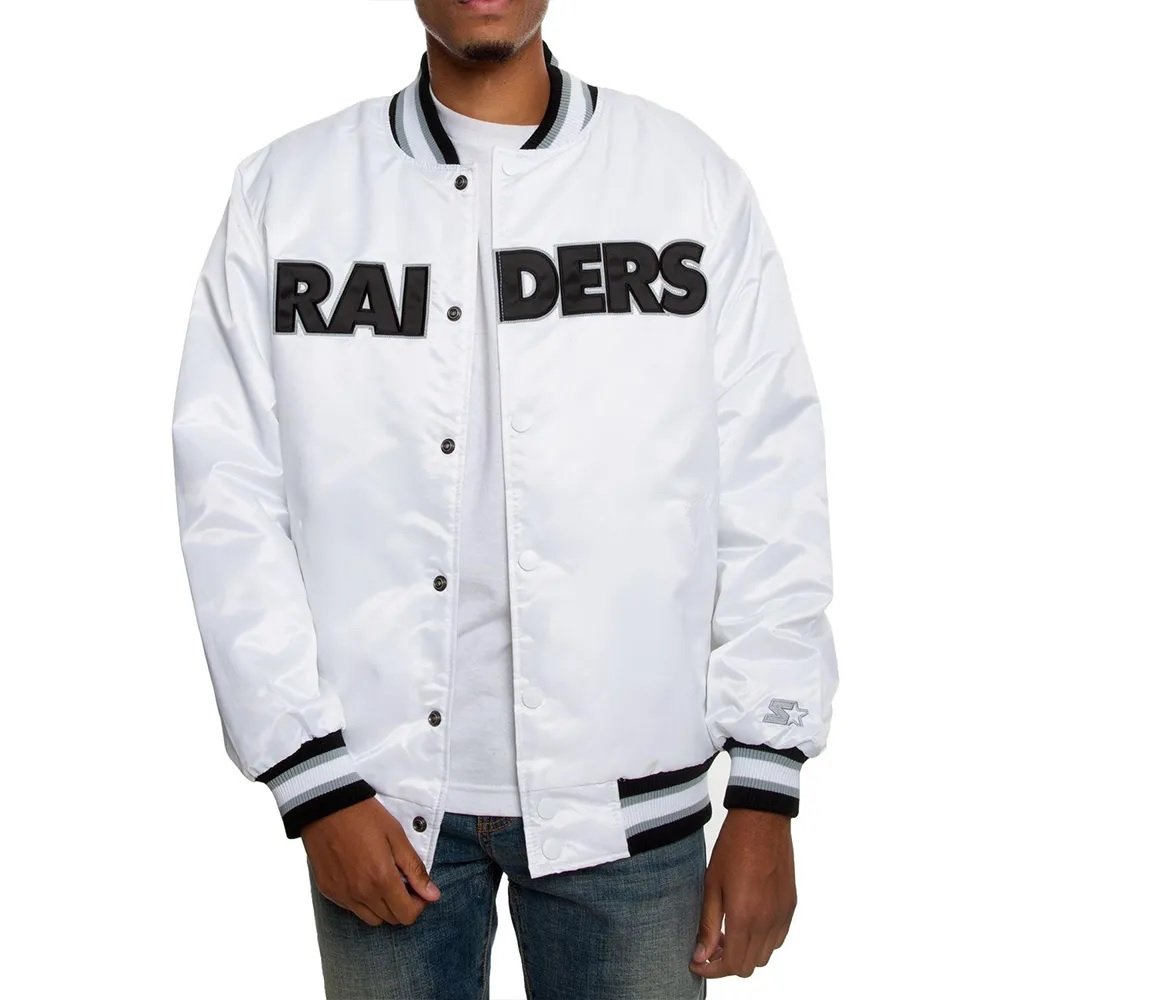 Oakland Raiders Satin Black and White Jacket