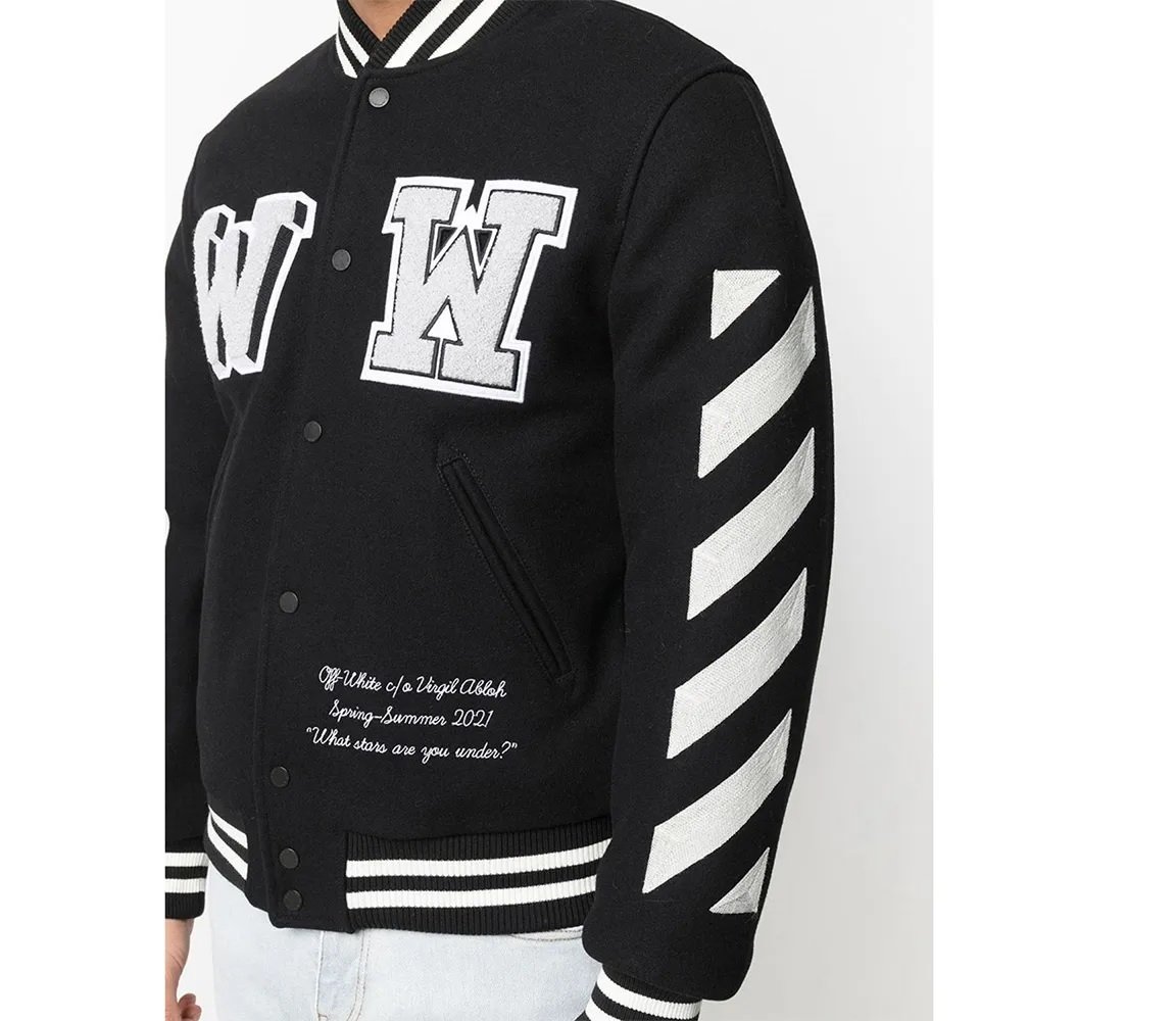 Off-White Black Letterman Wool Jacket