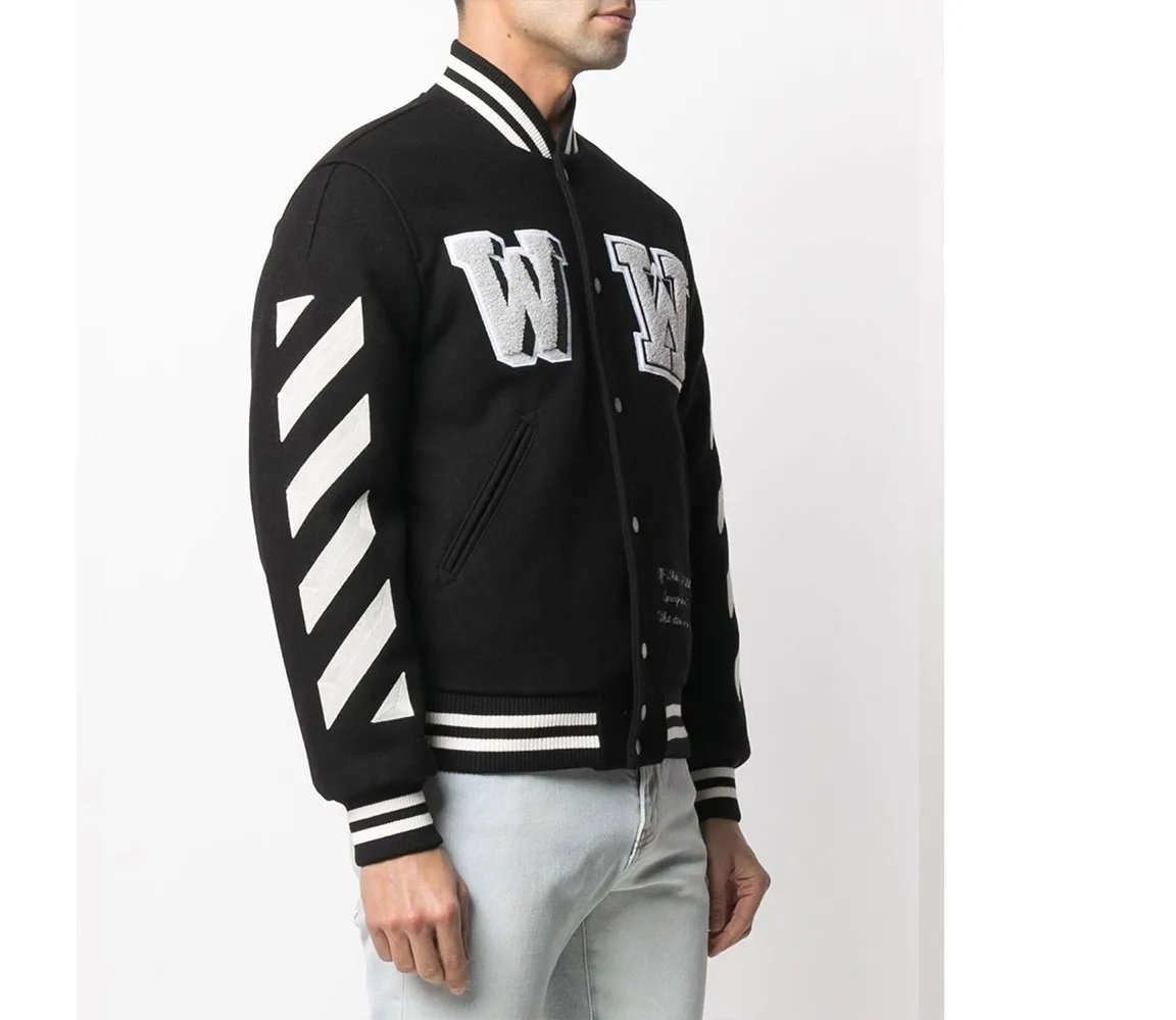 Off-White Black Letterman Wool Jacket