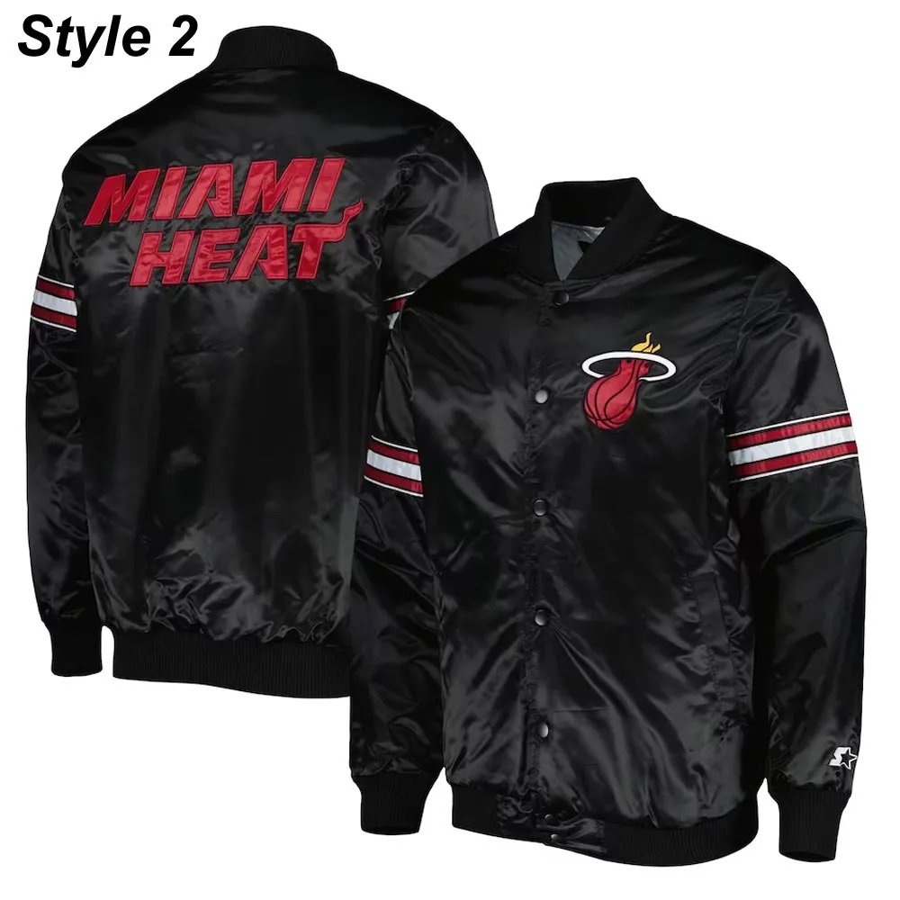 Pick & Roll Miami Heat Black Varsity Satin Jacket
