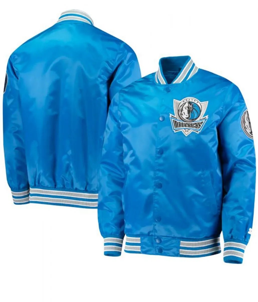 Starter Dallas Mavericks Blue Satin Jacket