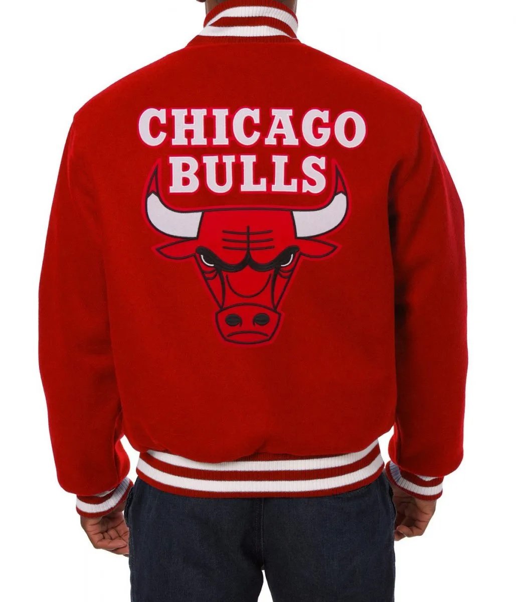 Varsity Chicago Bulls Embroidered Wool Red Jacket