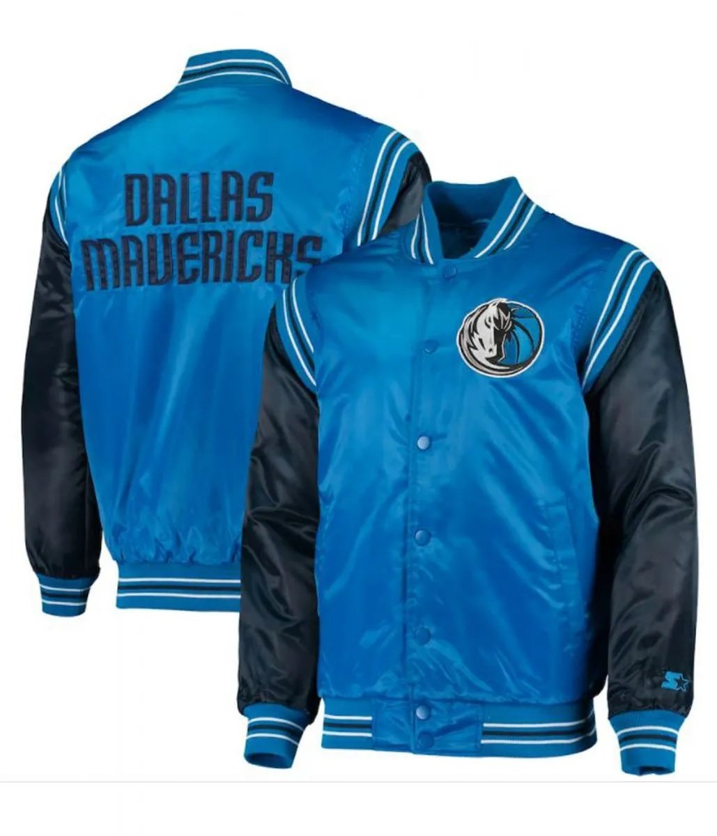 Varsity Dallas Mavericks Blue Satin Jacket