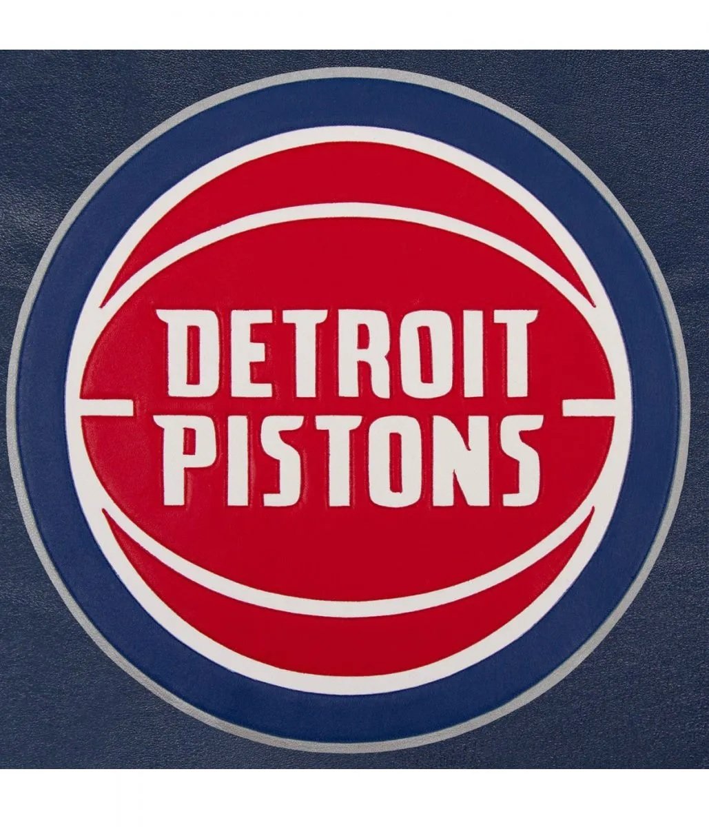 Varsity Detroit Pistons Navy Blue Leather Jacket