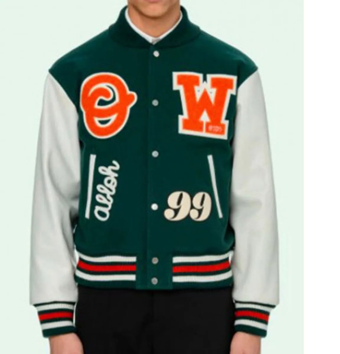 Varsity Green and White Letterman Jacket