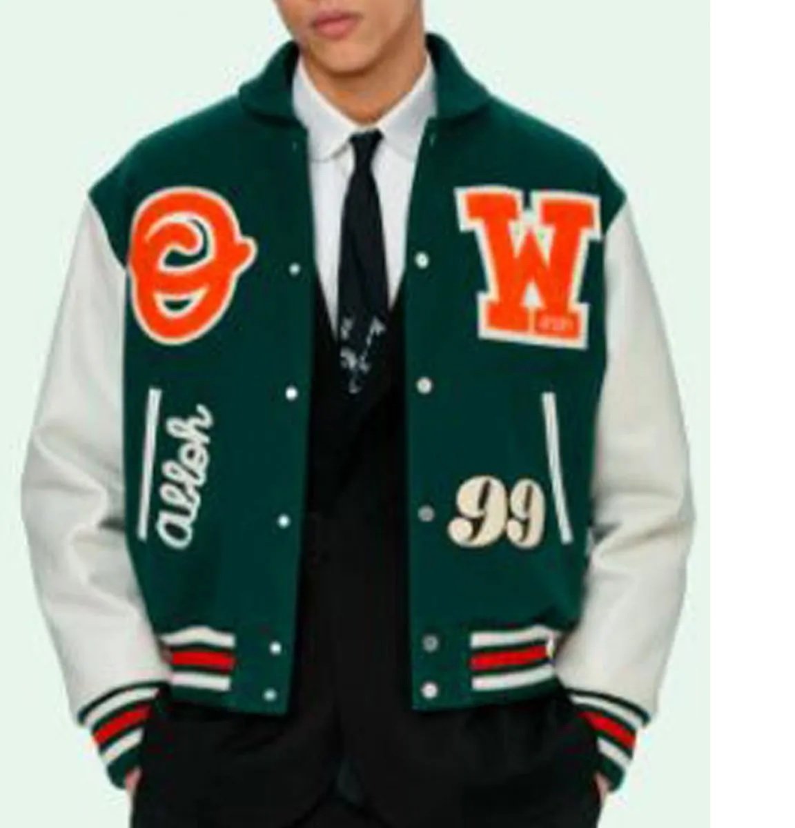 Varsity Green and White Letterman Jacket