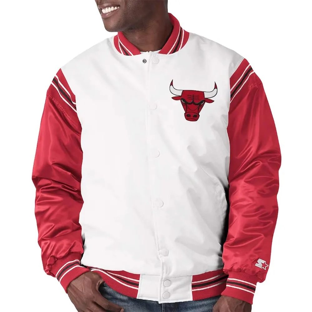 White,ed Chicago Bulls Renegade Varsity Satin Jacket