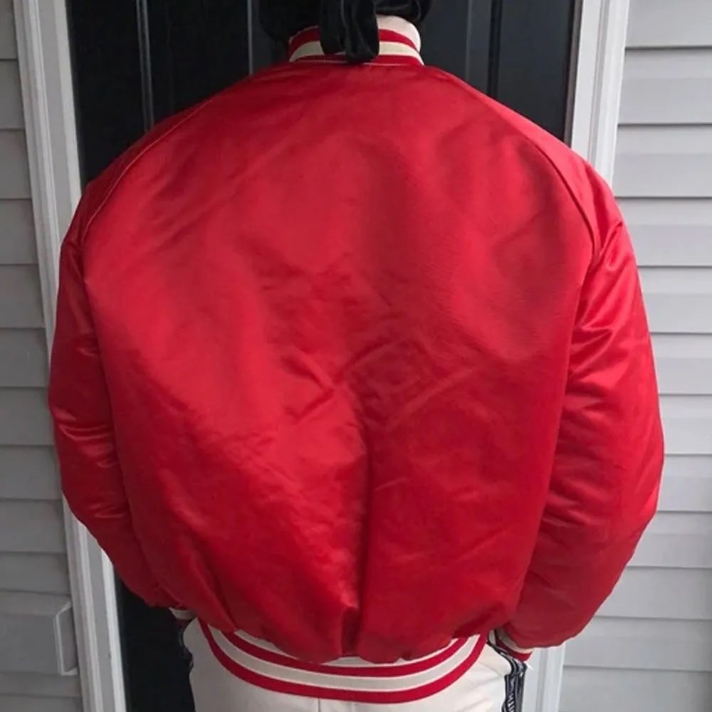 80’s Atlanta Falcons Red Bomber Satin Jacket