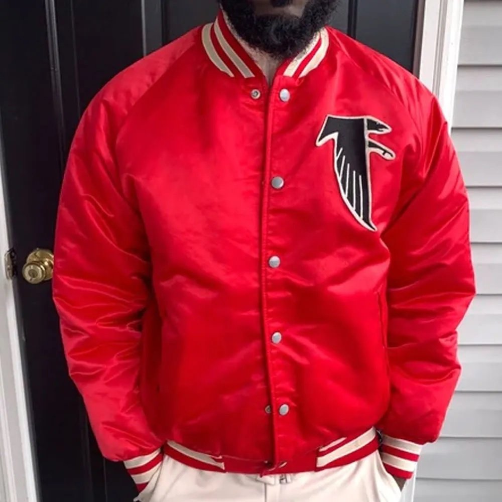 80’s Atlanta Falcons Red Bomber Satin Jacket
