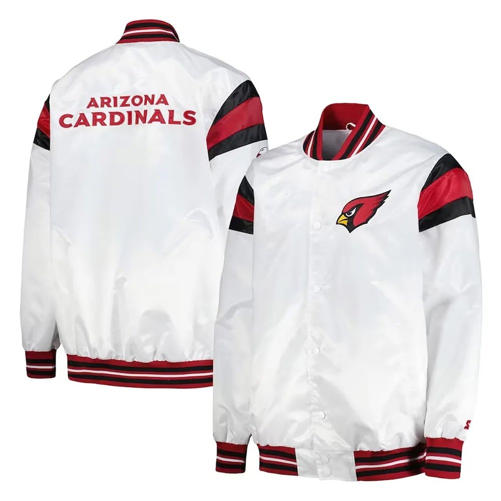 Arizona Cardinals Midweight White Satin Jacket