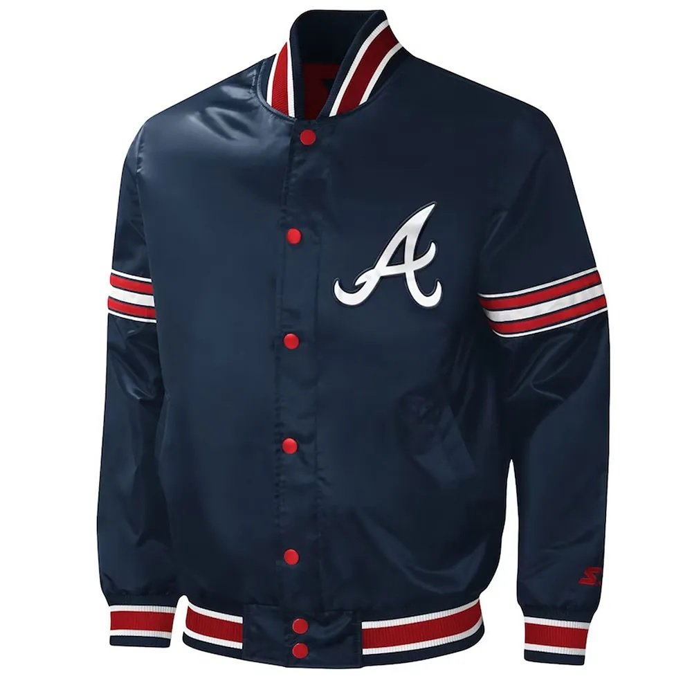 Atlanta Braves Midfield Navy Satin Jacket