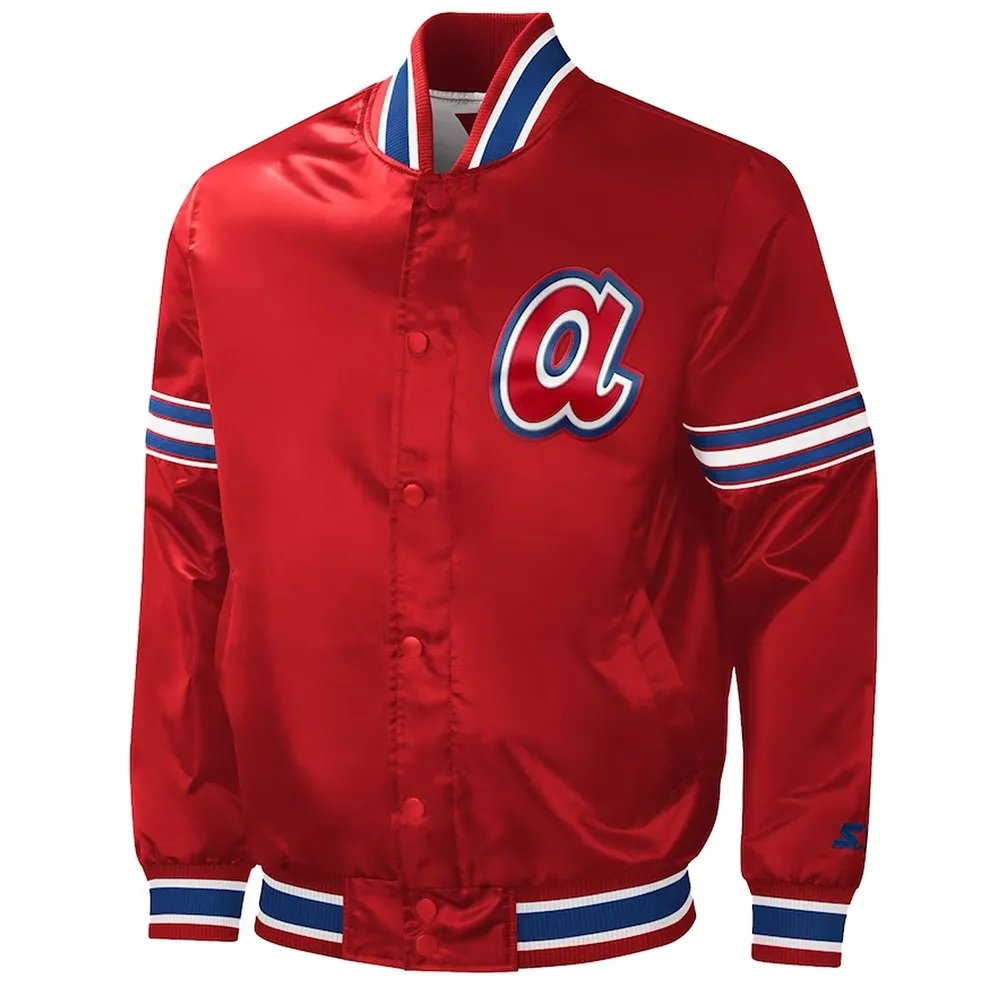 Atlanta Braves Slider Red Varsity Satin Jacket