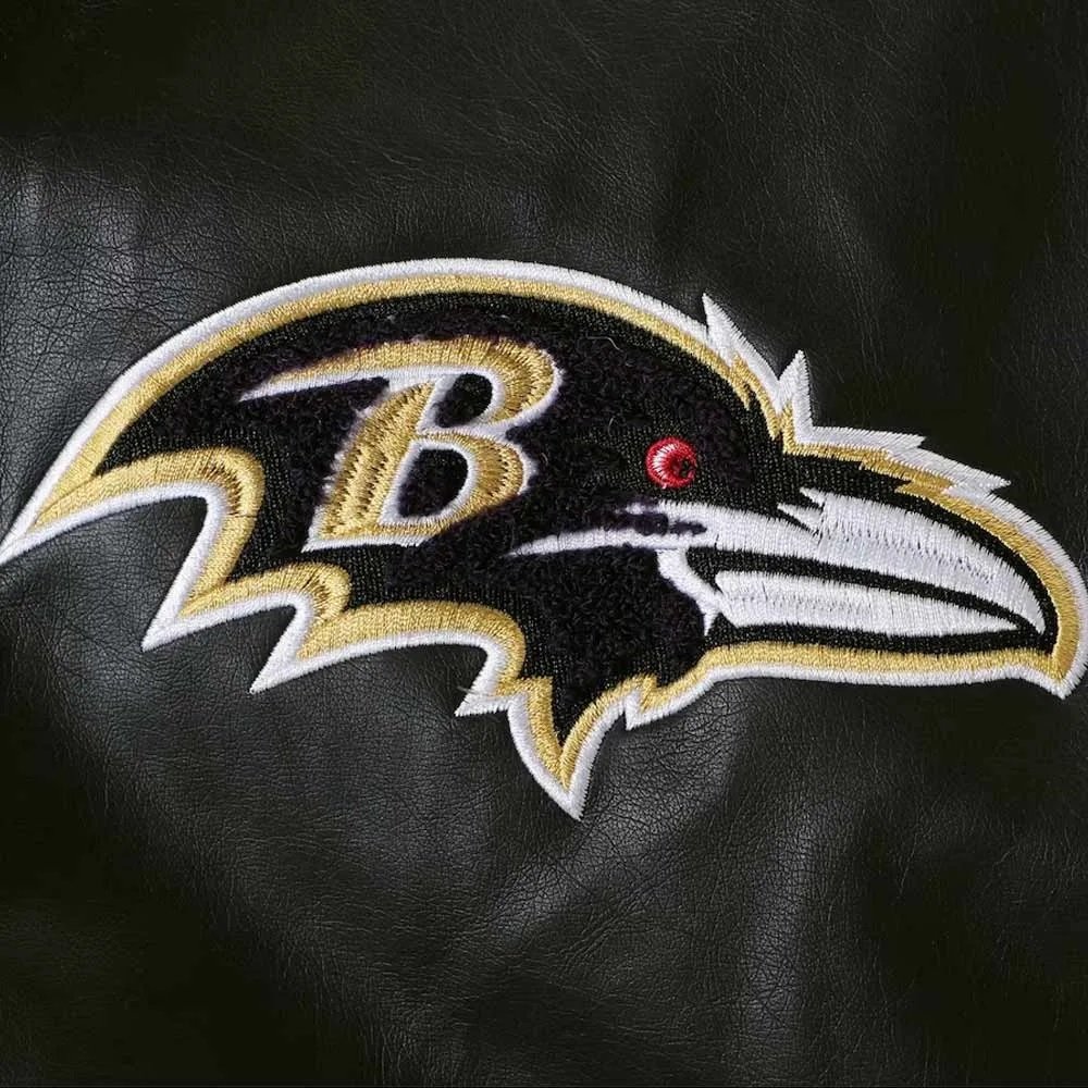 Baltimore Ravens Black Leather Bomber Jacket