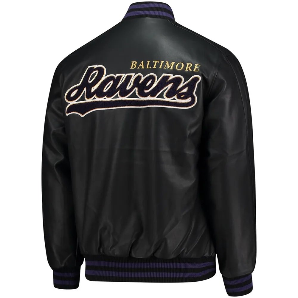 Baltimore Ravens Black Leather Bomber Jacket