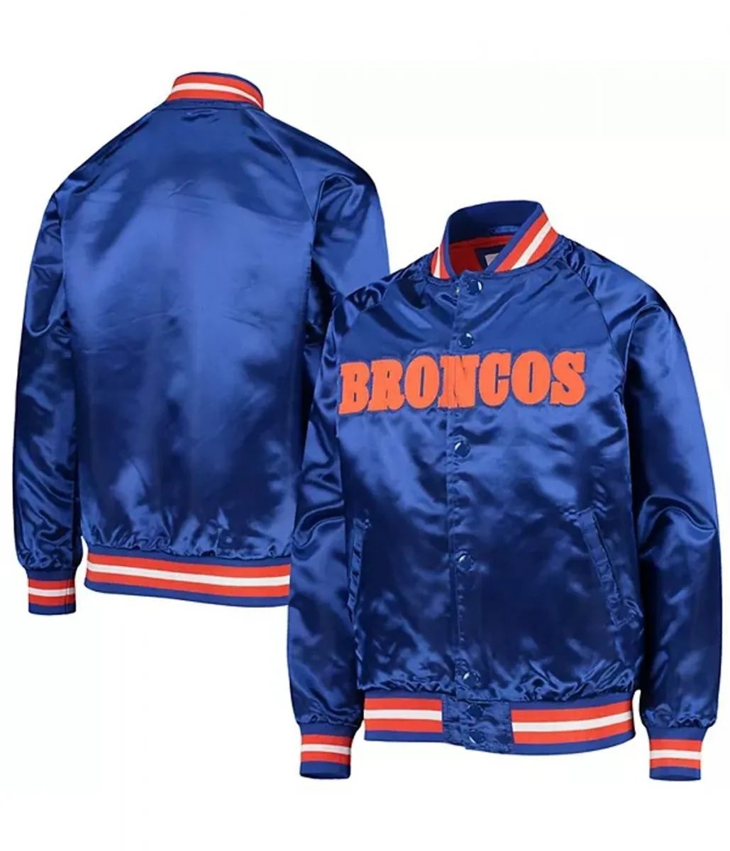 Bomber Denver Broncos Royal Blue Satin Jacket