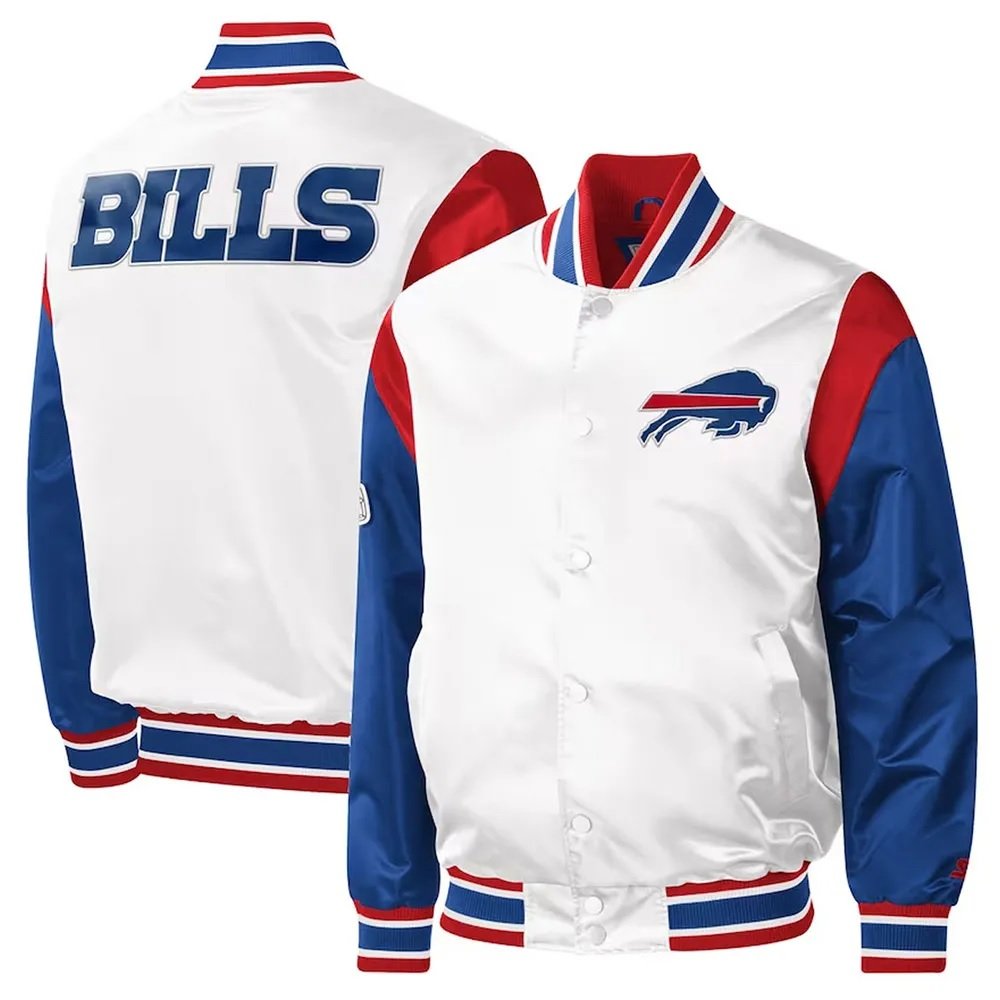 Buffalo Bills Throwback Warm Up Pitch Varsity Satin Jacket